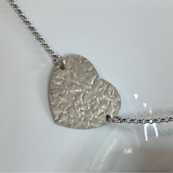 Sterling Hammered Hearts Necklace - Picture 4 of 7